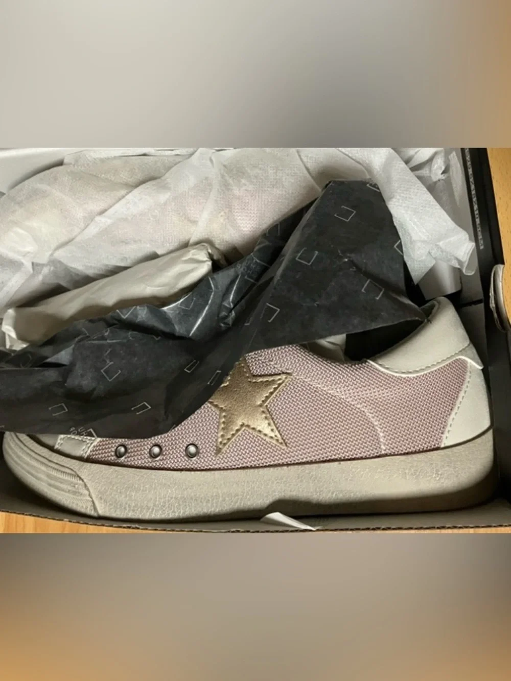 ShuShop Light Mauve Gold Star Low-Top Canvas Sneakers: 6.5